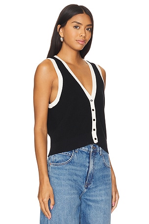 525 Claudia Button Shaker Vest in Black