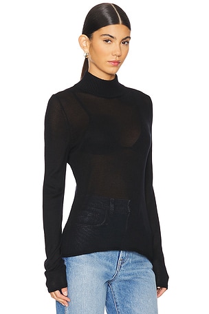 525 Paloma Fine Gauge Mock Neck Pullover in Black