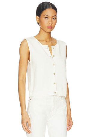 525 America Marianna Rolled Edge Button Front Vest in Ivory