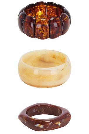 8 Other Reasons Bangle Bracelet Set Of 3 in Brown,Ivory