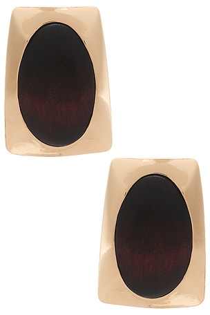 Rich Brown Center Dramed By Sleek Gold-tone Metal Earrings 8 Other Reasons