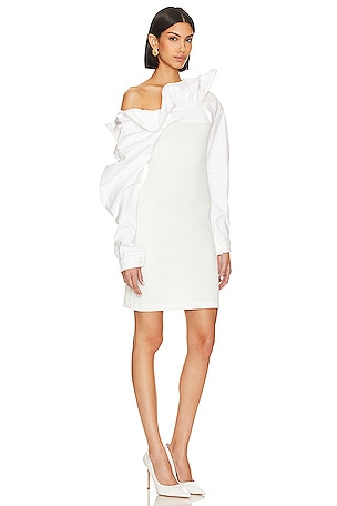 AAIZEL Wave Ruffle Mini Dress in White