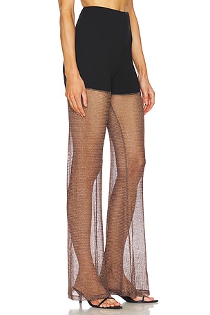 AAIZEL Shimmer Sheer Contrast A-Line Pant in Black