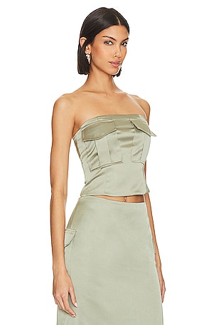 AAIZEL Strapless Patch Pocket Top in Sage