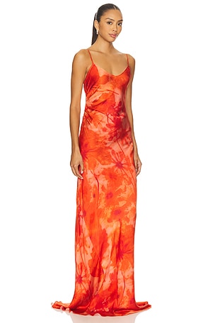 Alejandra Alonso Rojas Ruched Slip Gown in Red