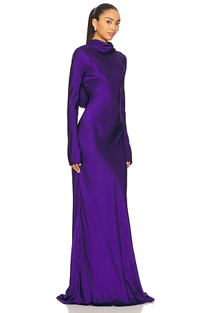 Alejandra Alonso Rojas Maxi Cowl Back Dress en Bleu