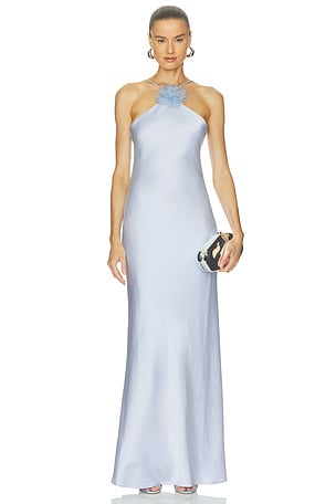 Halter Slip Gown With Flower Alejandra Alonso Rojas