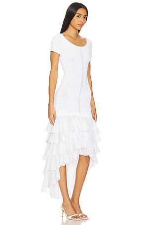 Alejandra Alonso Rojas Knit Ruffle Dress in White
