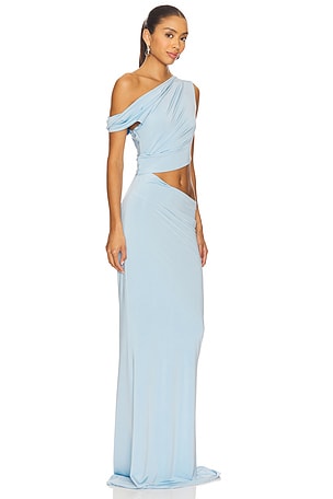 AWAVE Studio Shoulder And Waist Long Dress in Baby Blue