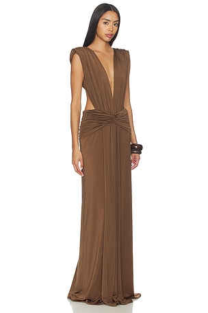 AWAVE Studio Maxi Dress in Brown. Size 42/10. Also