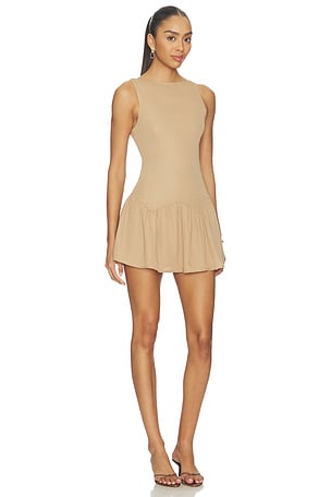 ALL THE WAYS Karoline Mini Dress in Taupe