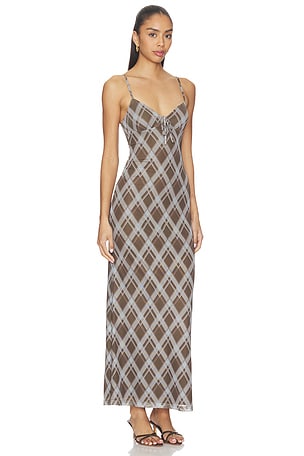 ALL THE WAYS Elaine Maxi Dress in Brown,Light Grey