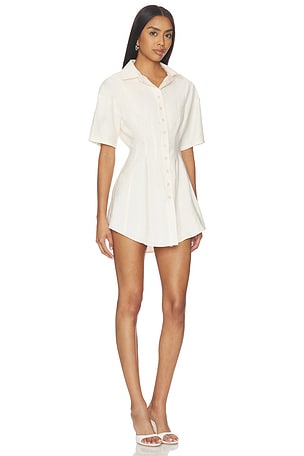 ALL THE WAYS Charitie Short Sleeve Button Up Mini Dress in Cream