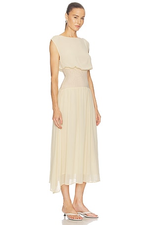 ALL THE WAYS X Ivana Ramirez Aniya Midi Dress in Cream