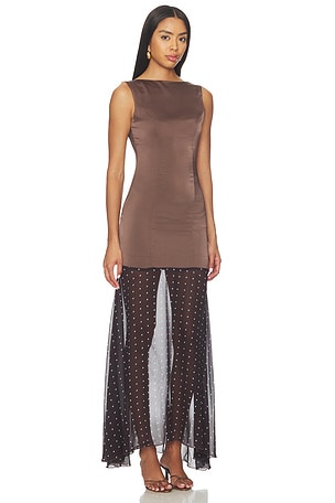 ALL THE WAYS Sariah Maxi Dress in Brown. Size XXS. Also