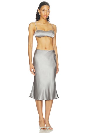 ALL THE WAYS Sapphina Midi Skirt Set in Metallic Silver