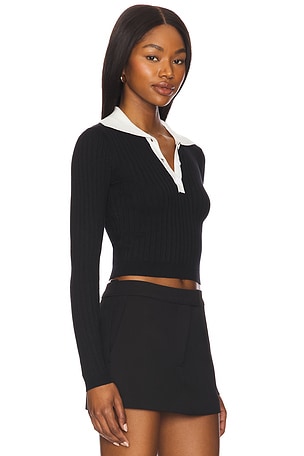 ALL THE WAYS Helena Polo Sweater in Black