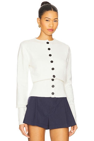 ALL THE WAYS Brittany Button Up Sweater in Ivory