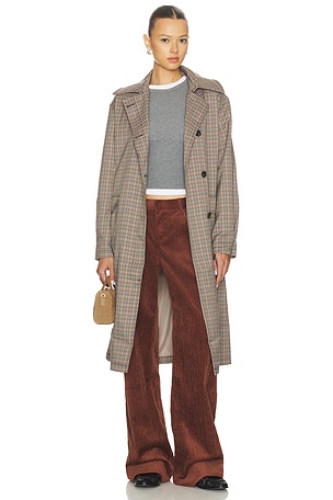 Starling Trench Coat in Brown Plaid ALL THE WAYS