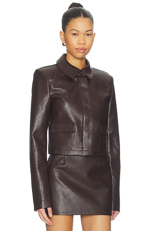 ALL THE WAYS Bleeker Faux Leather Jacket in Chocolate