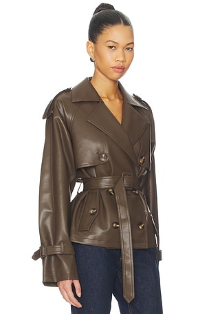 ALL THE WAYS Ahmeira Faux Leather Jacket in Brown