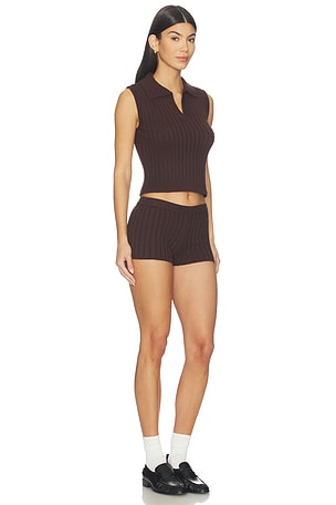 ALL THE WAYS Leia Knit Short Set in Brown