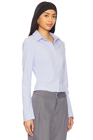 ALL THE WAYS Fiona Button Front Top in Baby Blue