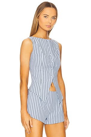 ALL THE WAYS Alerie Button Front Top in Baby Blue
