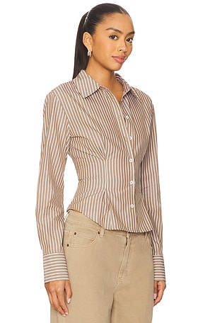 ALL THE WAYS Ellie Button Up Top in Brown