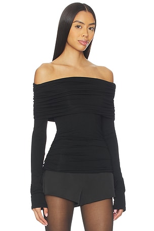 ALL THE WAYS Velika Off Shoulder Top in Black