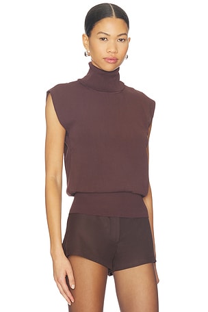 ALL THE WAYS Elisha Turtleneck Top in Brown. Size XS. Also