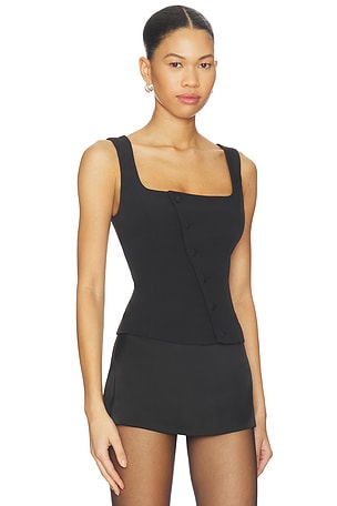 ALL THE WAYS Gwynne Button Up Top in Black