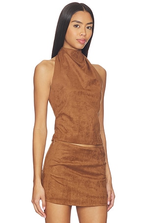 ALL THE WAYS Aiya Faux Suede Top in Brown