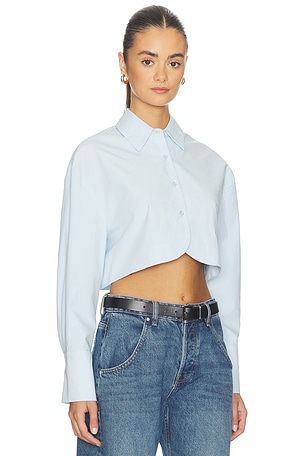 ALL THE WAYS Tara Button Up Top in Baby Blue