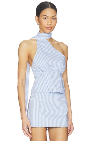 ALL THE WAYS Sandy Tie Neck Top in Baby Blue