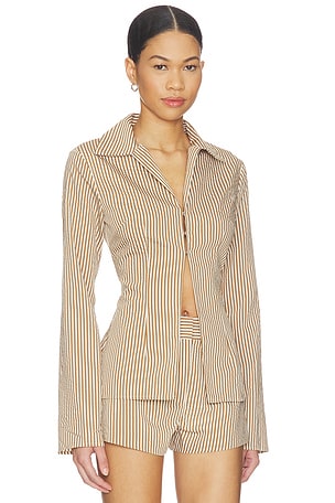 ALL THE WAYS Reed Top in Brown,White