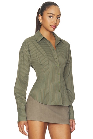 ALL THE WAYS Jeyne Button Up Top in Olive