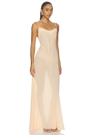 Anna October Janet Slip Dress With Draped Bust in Peach