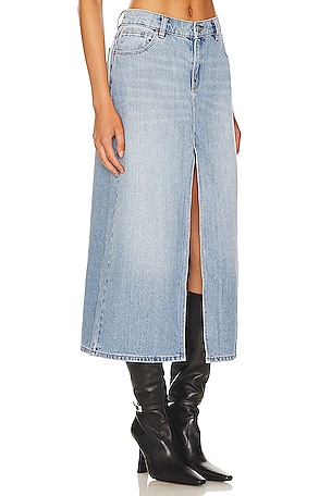 Abrand Sylvie Midi Skirt in Denim-Light