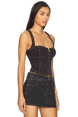 Abrand Cara Denim Top in Black
