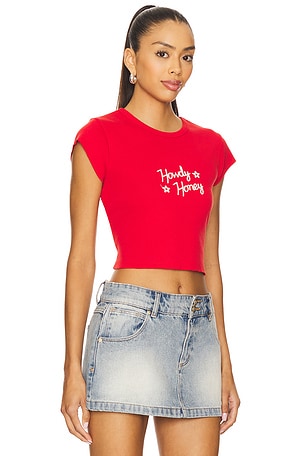 Abrand 90's Rib Cut Off Tee in Red