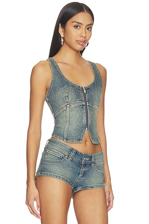 Abrand Addison Racer Vest Top in Blue