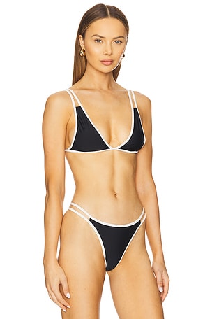ACACIA Leon Piped Bikini Top in Black