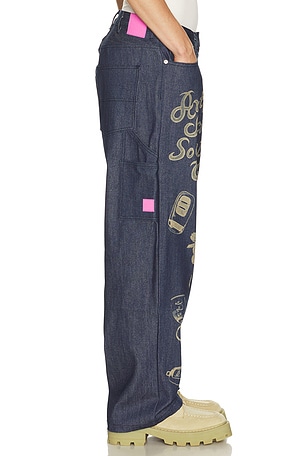 Anti Social Social Club Laser-Etched Jeans in Blue