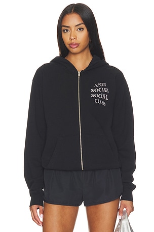 Rhinestone Zip Up Hoodie Anti Social Social Club