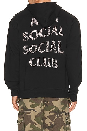 Anti Social Social Club Rhinestone Zip Up Hoodie in Black