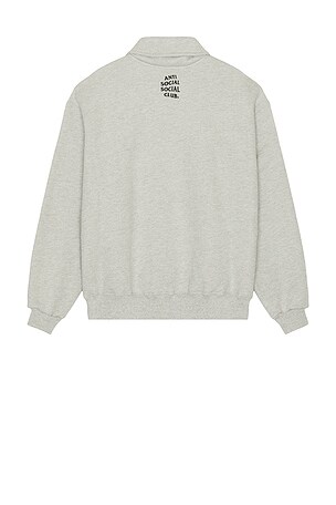 Anti Social Social Club Felt The Same Applique Quarter Zip in Light Grey