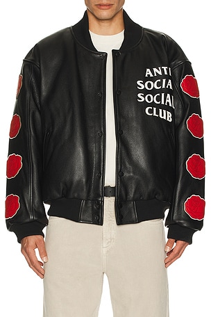 Petal To The Metal Leather Varsity Jacket Anti Social Social Club
