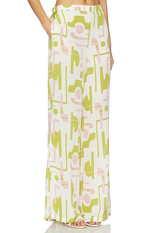 ADRIANA DEGREAS Balearic Wide Leg Pants in Green,Pink