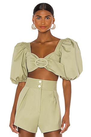 Muguet Solid Cropped BlouseADRIANA DEGREAS$162